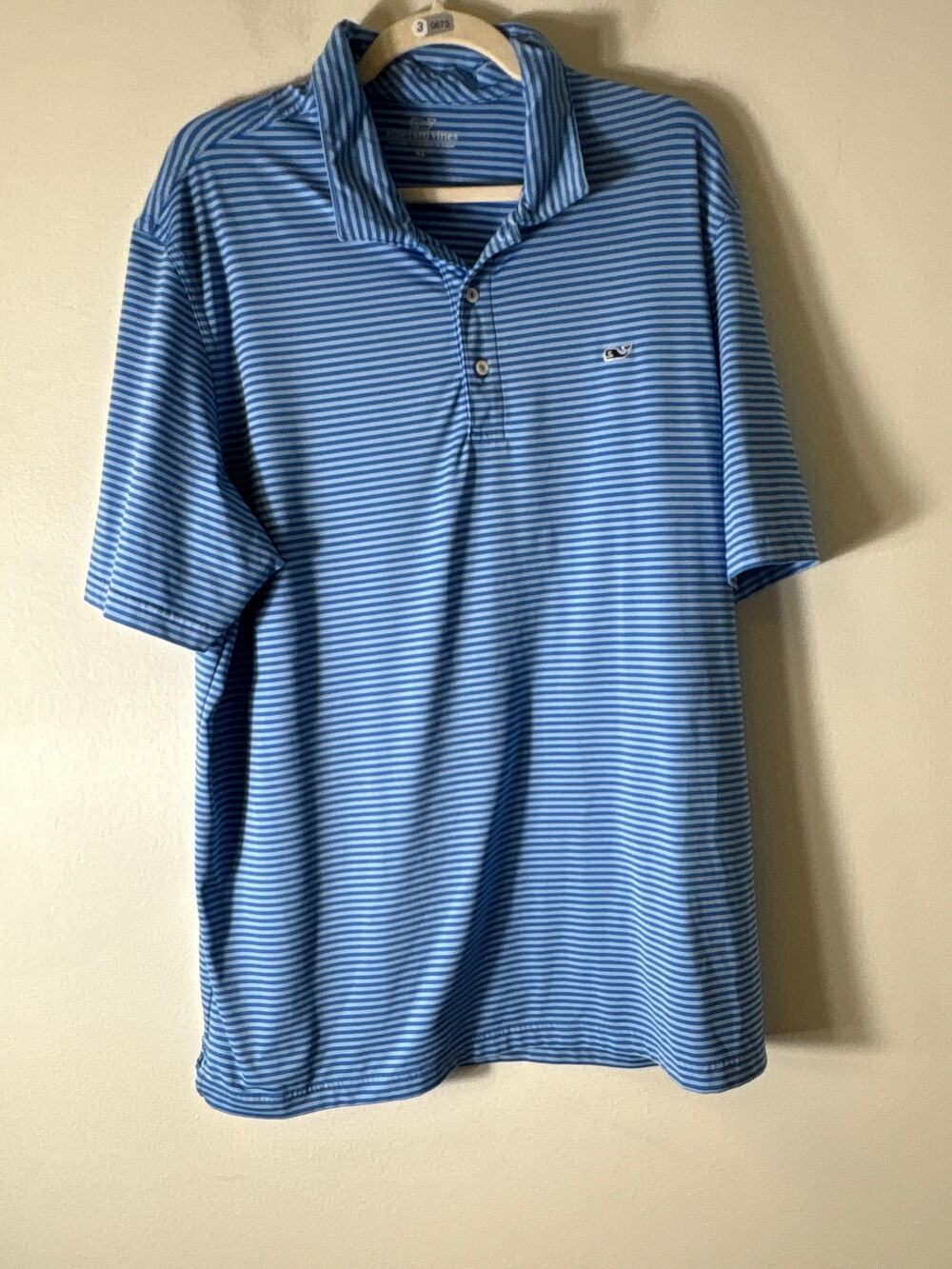 Vineyard Vines Blue Stripe Short Sleeve Golf Shirt Sz XL